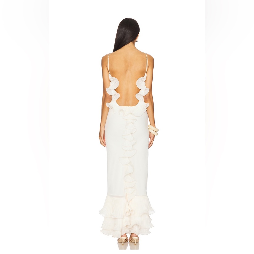 Cream Ruffle Backless Dress - Picture 3 of 7